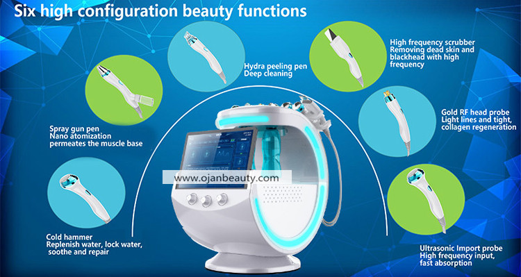 Hydrofacial 7 in 1 hydra deep cleaning ice blue water aqua peel Hydro Dermabrasion Machine 